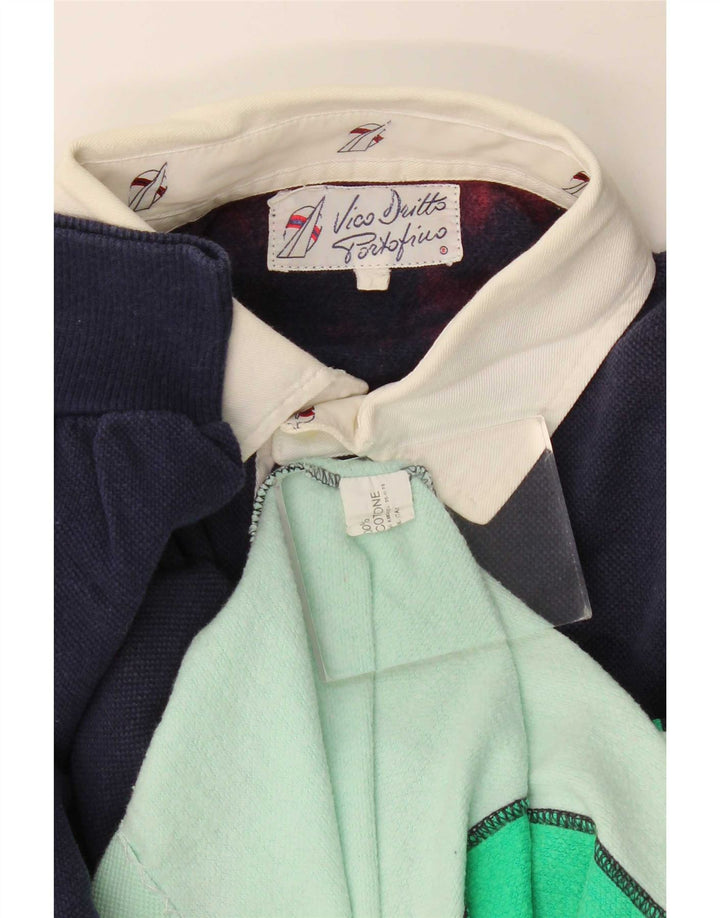 Vintage Mens Polo Neck Sweatshirt Jumper Large Multicoloured Colourblock