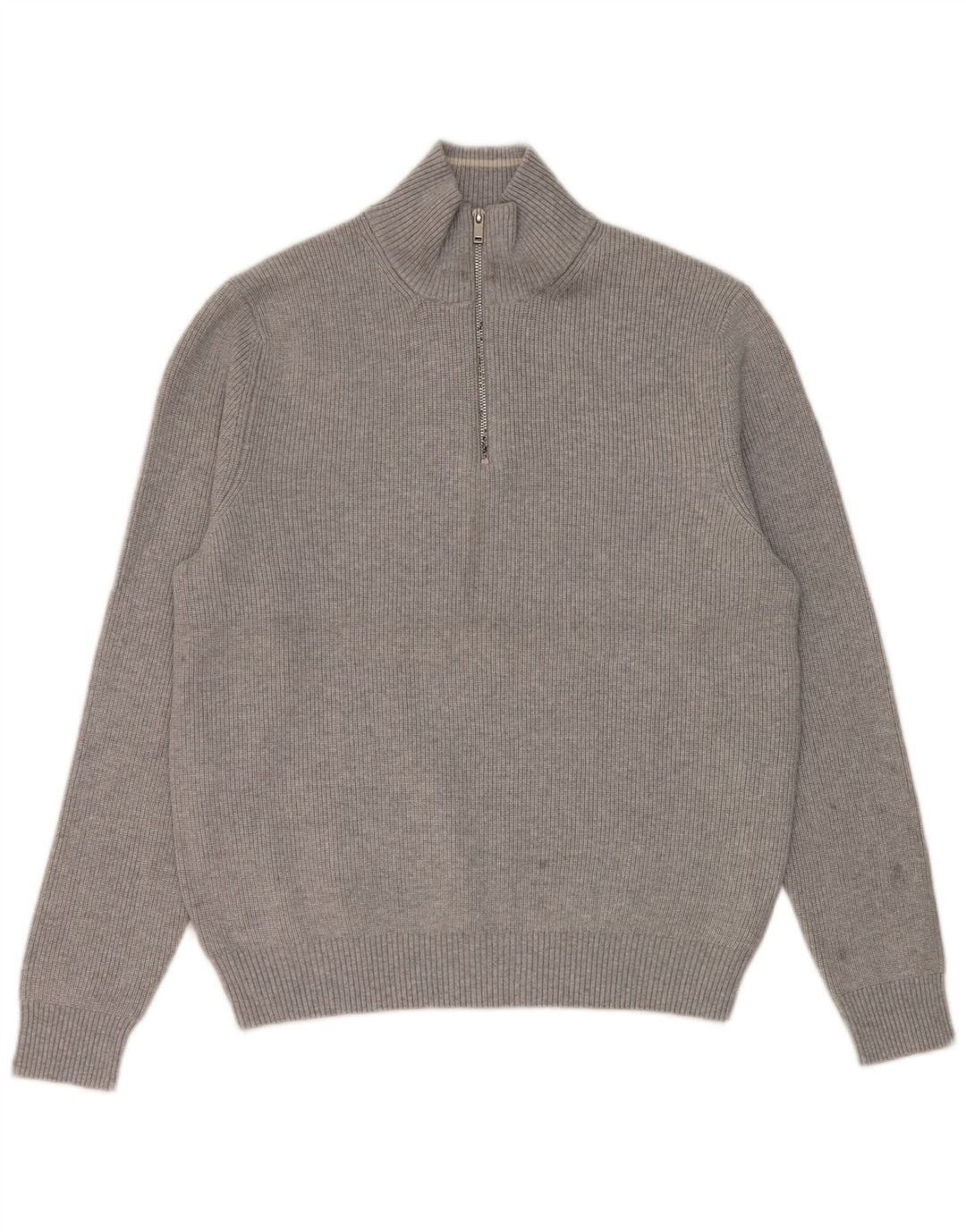 Marks & Spencer Mens Regular Fit Zip Neck Jumper Sweater Large Grey