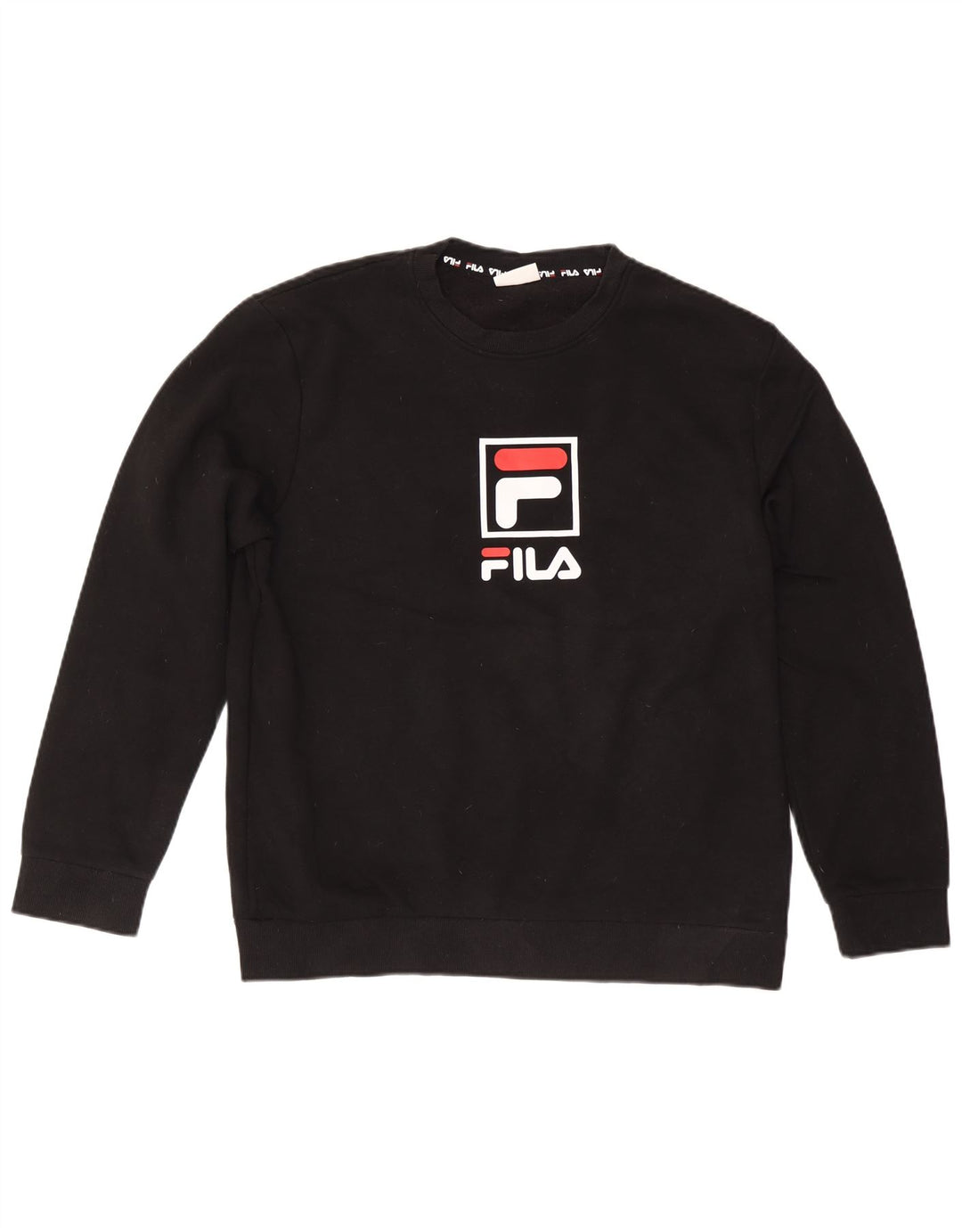 FILA Womens Loose Fit Graphic Sweatshirt Jumper UK 16 Large Black Cotton