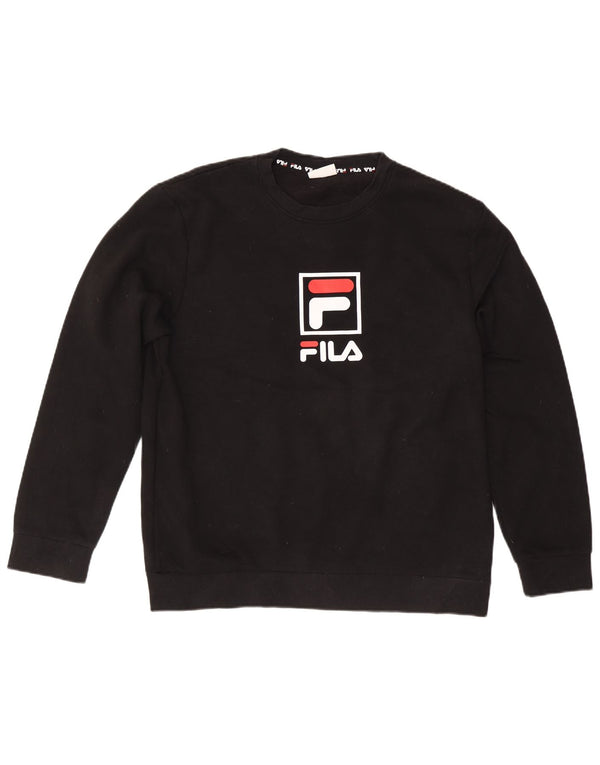 FILA Womens Loose Fit Graphic Sweatshirt Jumper UK 16 Large Black Cotton