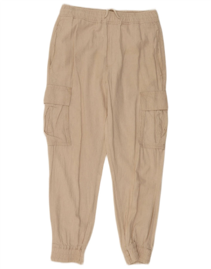 Zara Womens Crop Joggers Cargo Trousers Small W30 L25 Off White