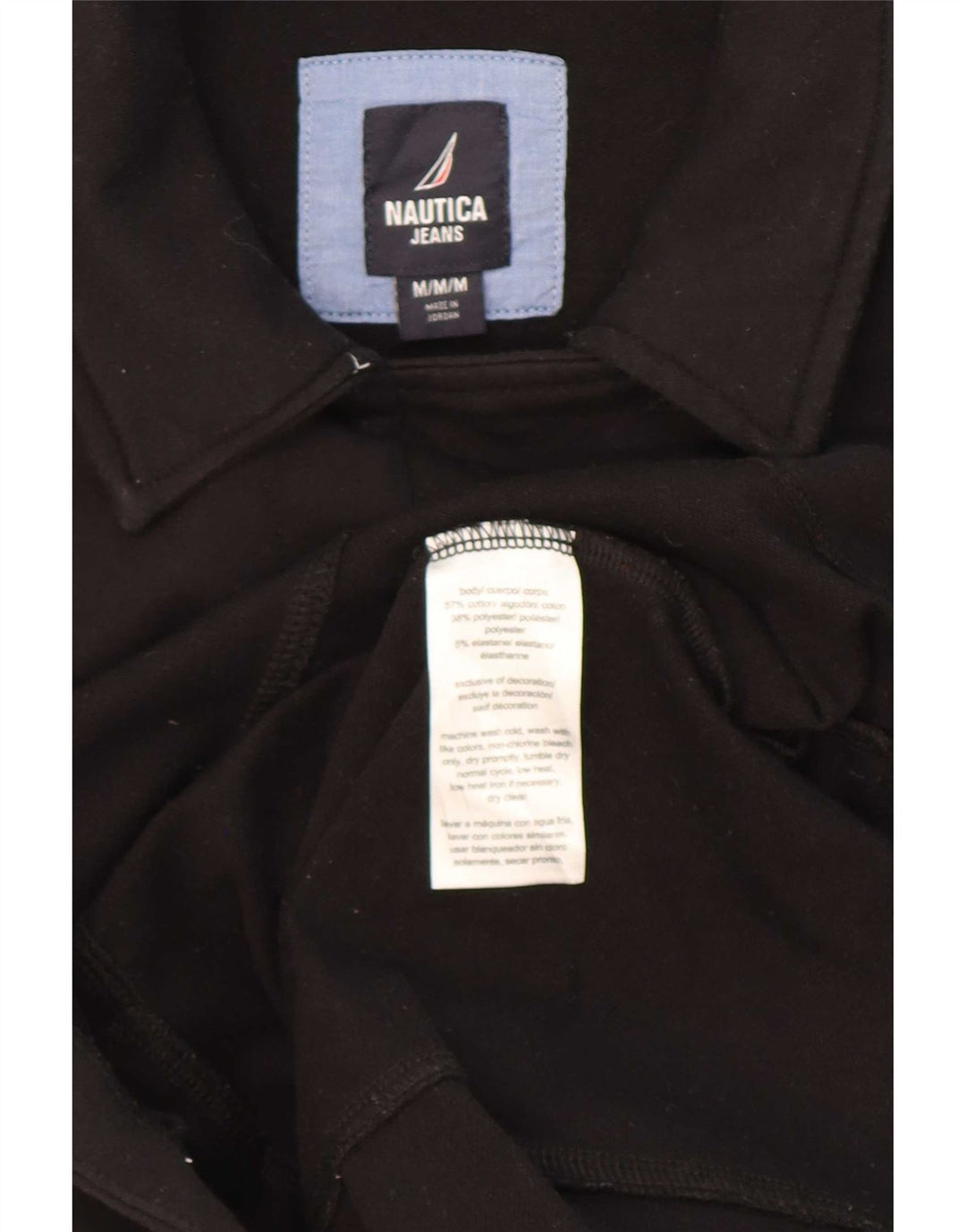 Nautica Womens Double Breasted Coat UK 14 Medium Black Cotton