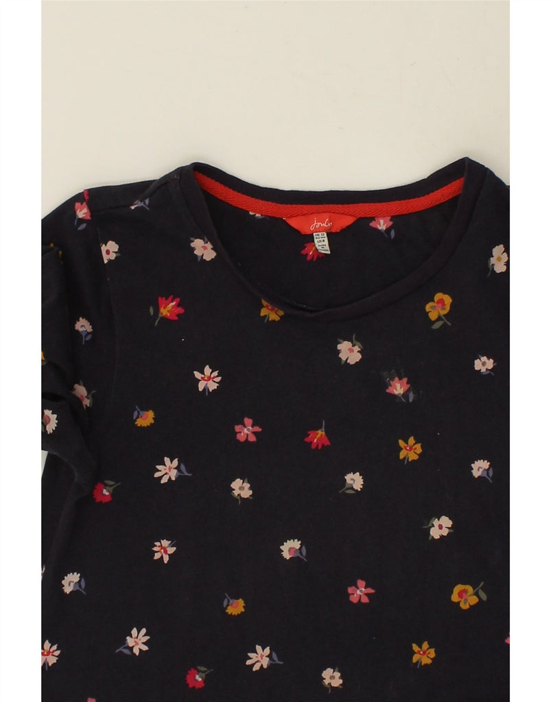 JOULES Womens 3/4 Sleeve T-Shirt Dress UK 12 Medium Navy Blue Floral | Vintage Joules | Thrift | Second-Hand Joules | Used Clothing | Messina Hembry 