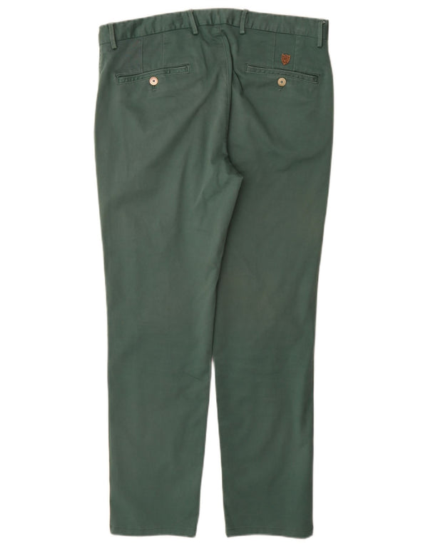 Massimo Dutti Mens Slim Fit Chino Trousers EU 42 Large W32 L30 Green Cotton