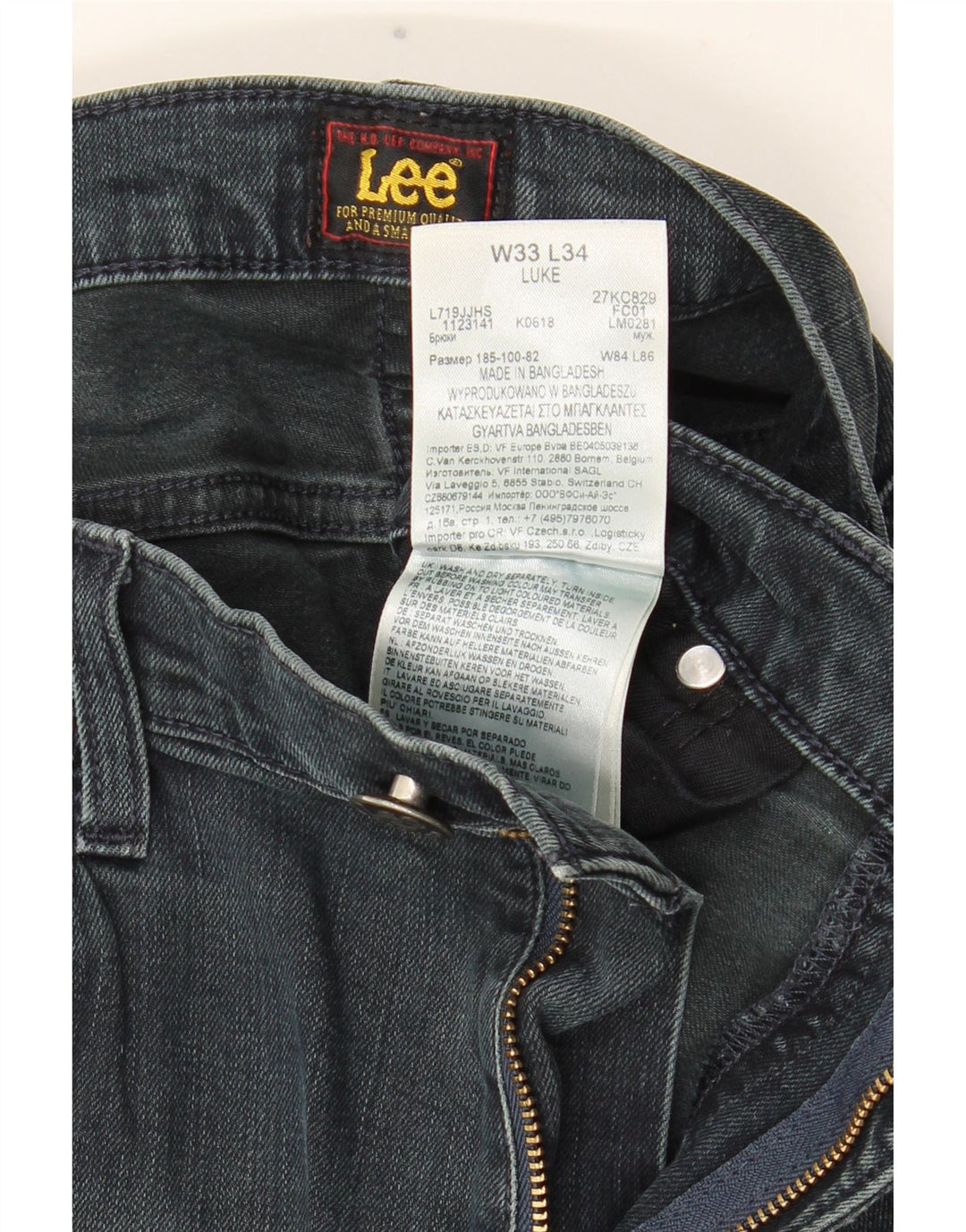 Lee Mens Luke Slim Jeans W33 L34 Navy Blue Cotton