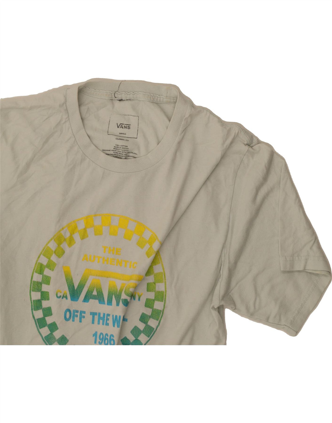 VANS Mens Classic Fit Graphic T-Shirt Top Small White Cotton Vintage Vans and Second-Hand Vans from Messina Hembry 