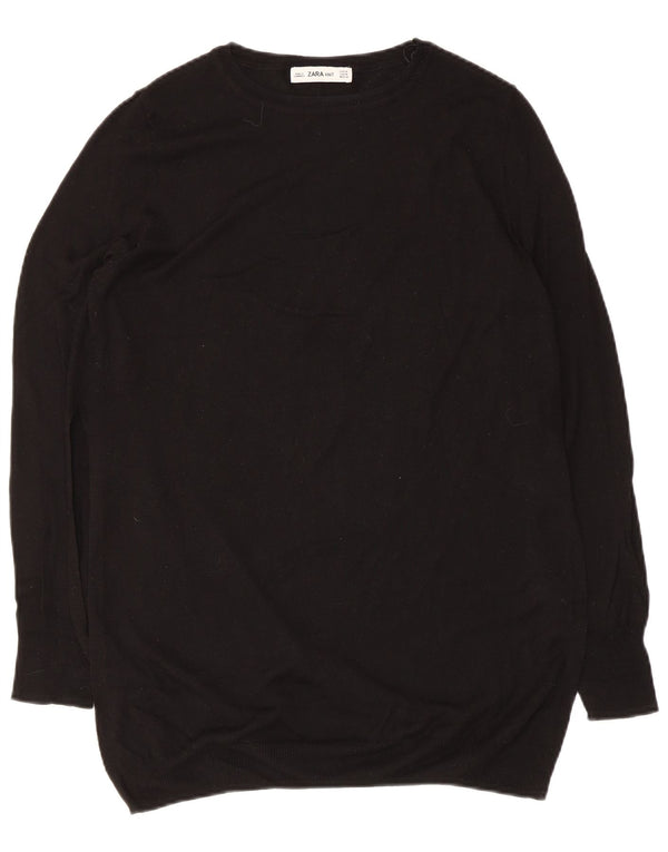 Zara Womens Boat Neck Jumper Sweater UK 12 Medium Black Viscose