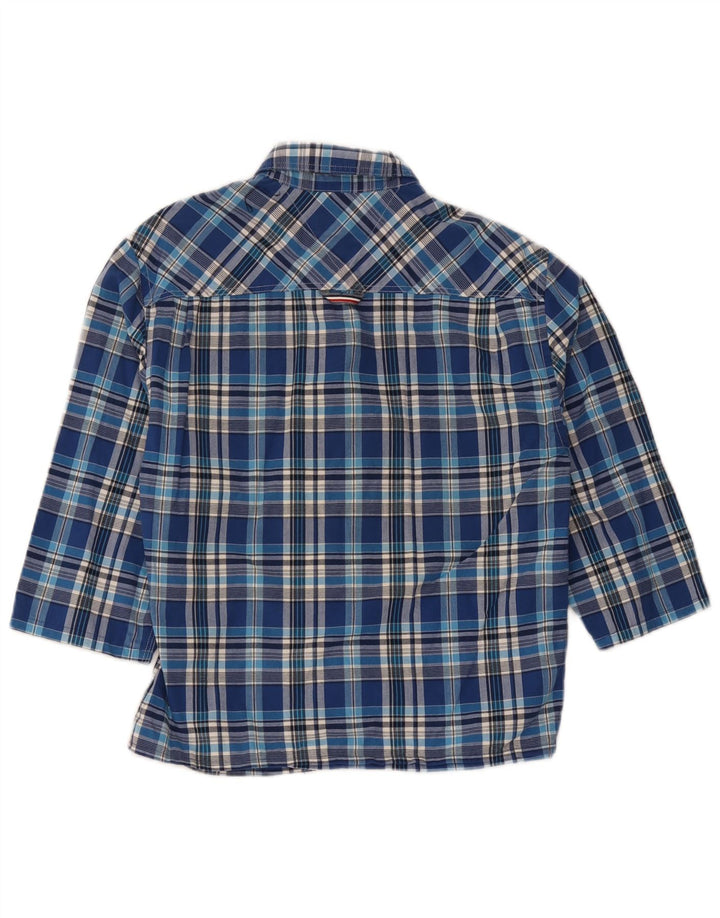 Tommy Hilfiger Mens 3/4 Sleeve Regular Fit Shirt Small Blue Plaid
