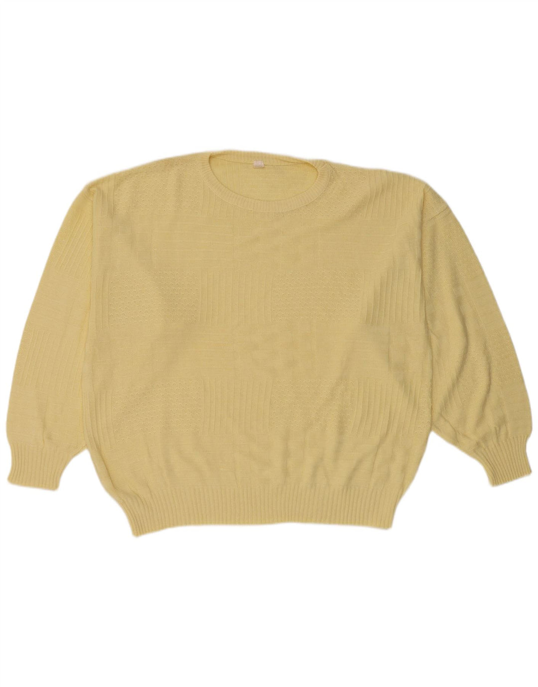 Vintage Mens Crew Neck Jumper Sweater IT 50 Medium Yellow Polyacrylic