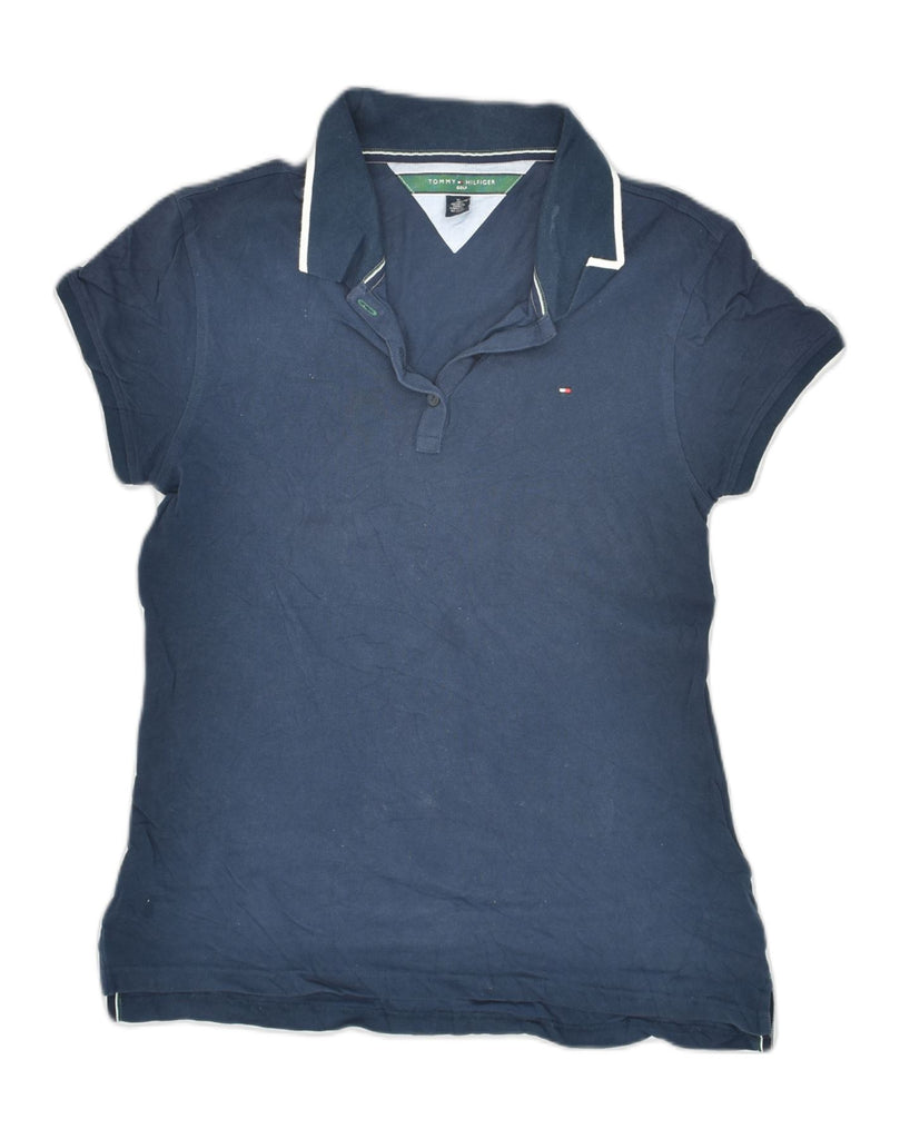 TOMMY HILFIGER Womens Polo Shirt UK 12 Medium Navy Blue Cotton | Vintage Tommy Hilfiger | Thrift | Second-Hand Tommy Hilfiger | Used Clothing | Messina Hembry 