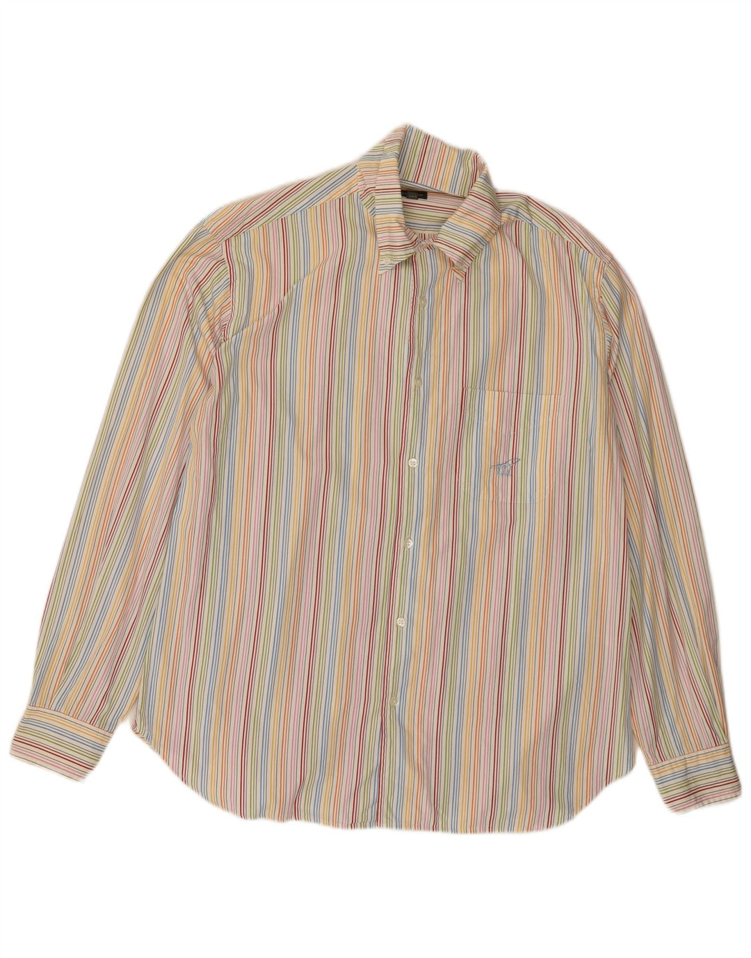 HENRY COTTONS Mens Shirt Size 44 XL Multicoloured Pinstripe Cotton