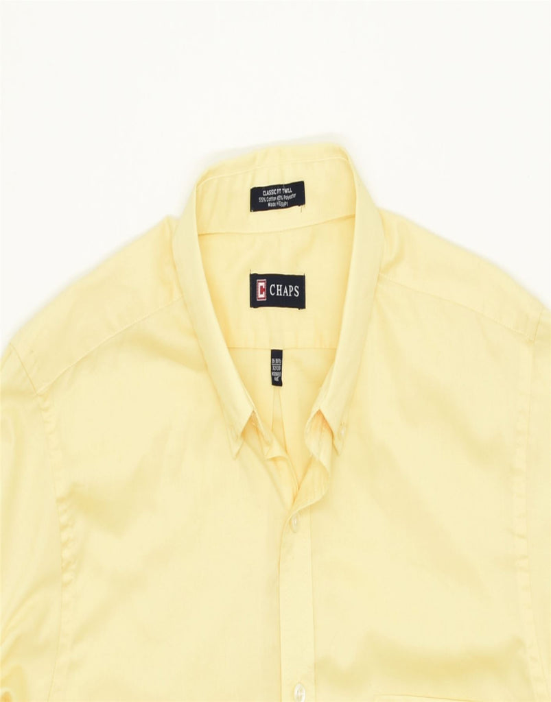 CHAPS Mens Classic Shirt Size 16 16 1/2 Large Yellow Cotton | Vintage | Thrift | Second-Hand | Used Clothing | Messina Hembry 