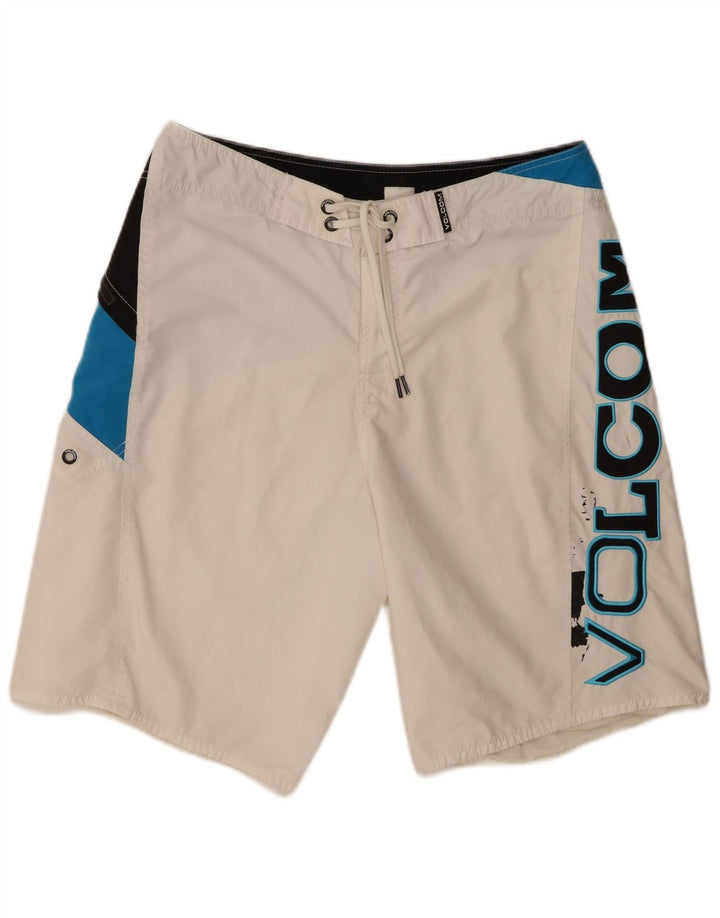Volcom Mens Graphic Swimming Shorts Large  White Colourblock