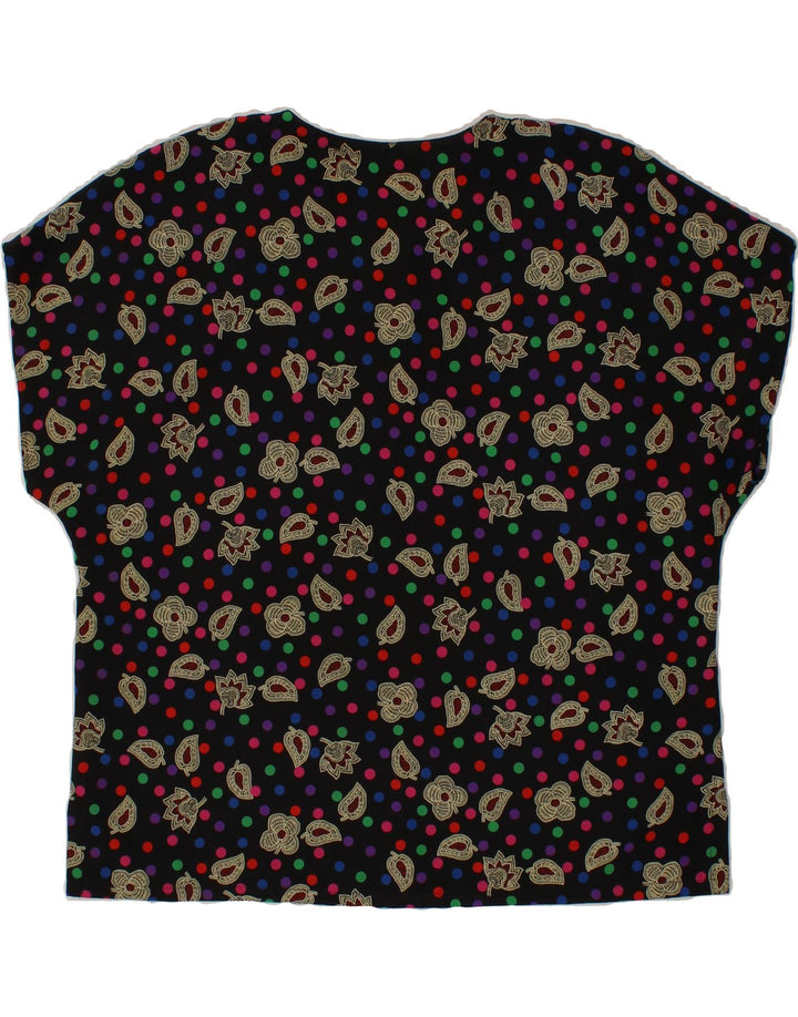 VINTAGE Womens Blouse Top UK 20 2XL Black Floral Vintage Vintage and Second-Hand Vintage from Messina Hembry 