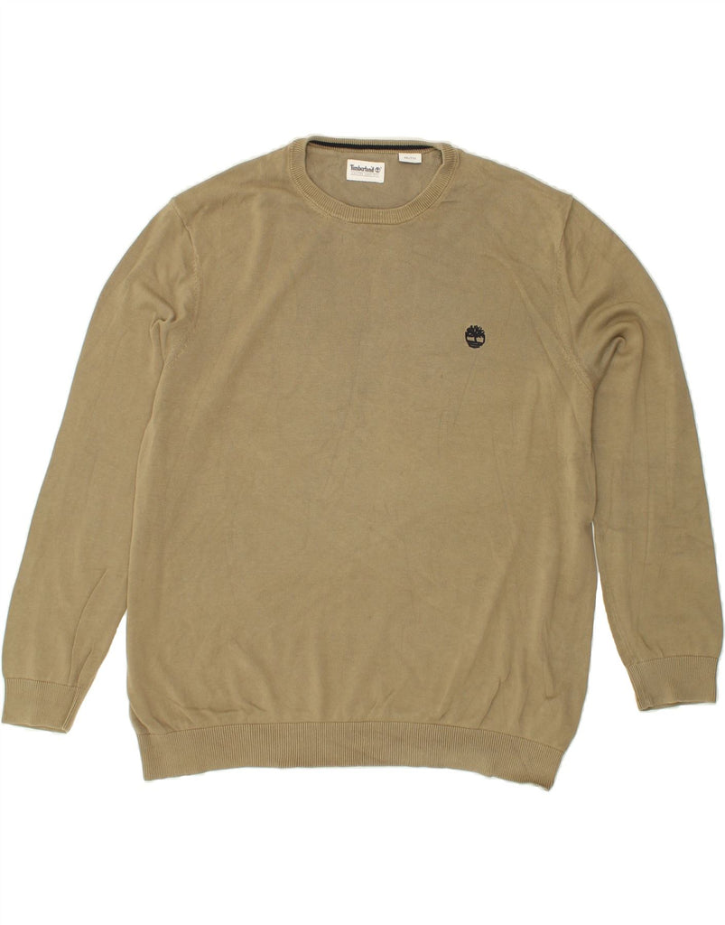 TIMBERLAND Mens Crew Neck Jumper Sweater 2XL Khaki Cotton Vintage Timberland and Second-Hand Timberland from Messina Hembry 