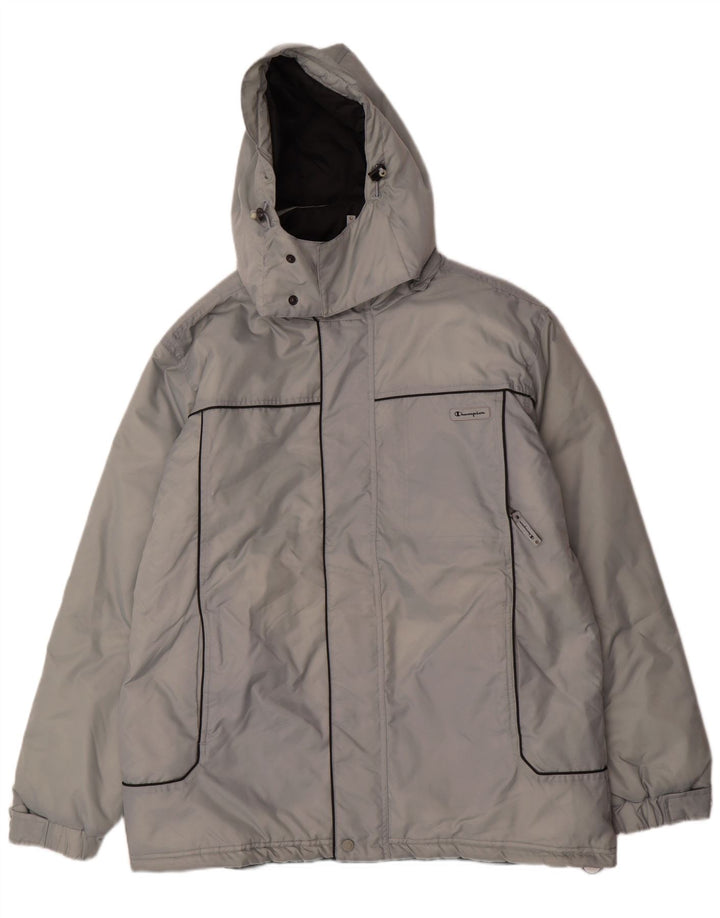 CHAMPION Mens Hooded Padded Jacket UK 42 XL Blue Polyamide