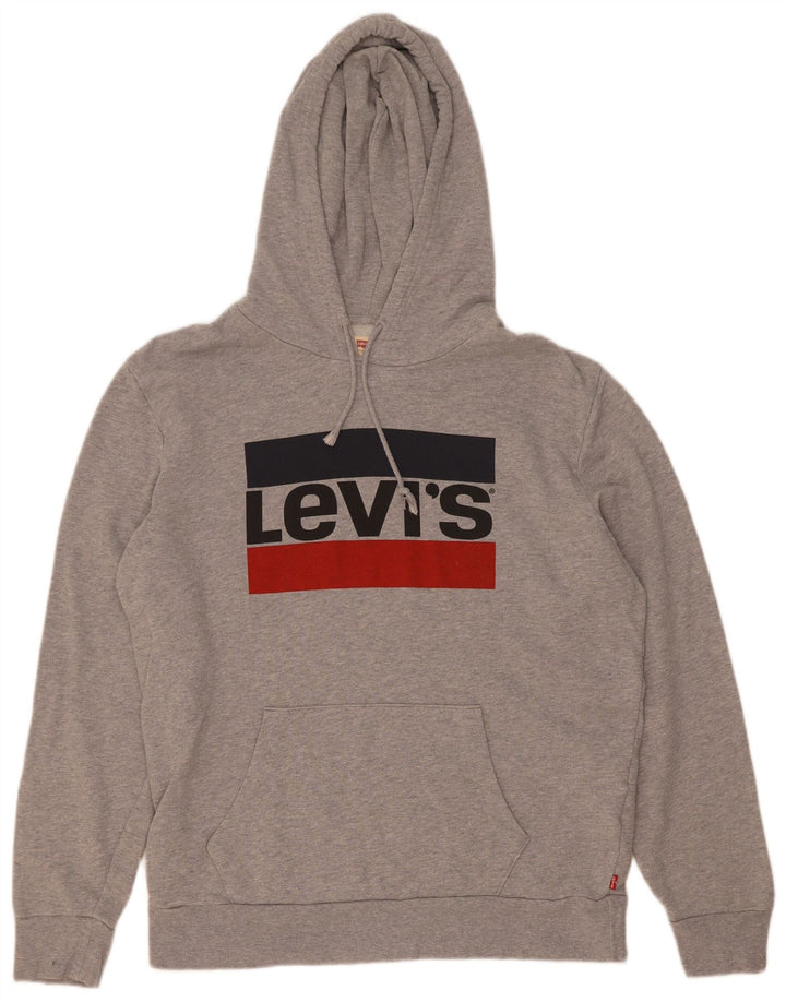 Levi's Mens Graphic Hoodie Jumper Medium Grey Cotton