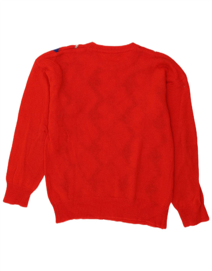 Vintage Mens Crew Neck Jumper Sweater Large Red Argyle/Diamond