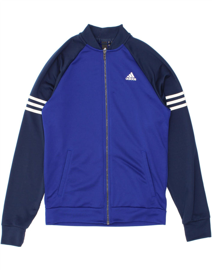 ADIDAS Mens Tracksuit Top Jacket Small Navy Blue Colourblock Vintage Adidas and Second-Hand Adidas from Messina Hembry 