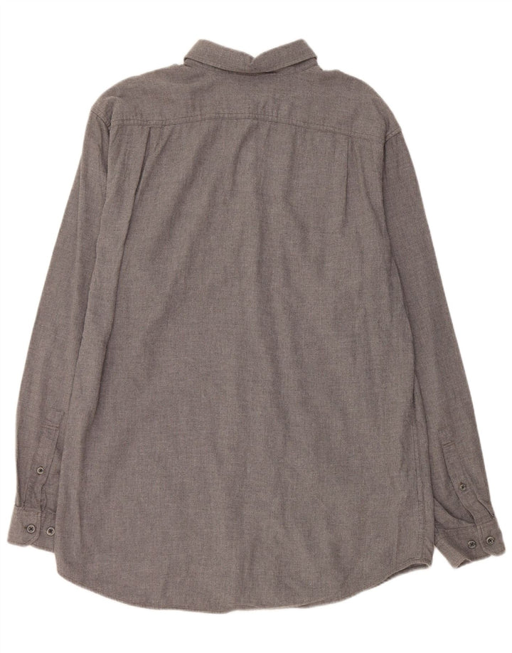 EDDIE BAUER Mens Tall Classic Fit Flannel Shirt Large Grey Cotton