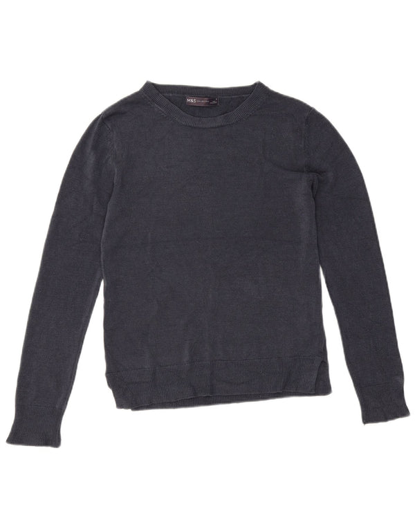 Marks & Spencer Womens Boat Neck Jumper Sweater UK 6 XS Navy Blue Acrylic