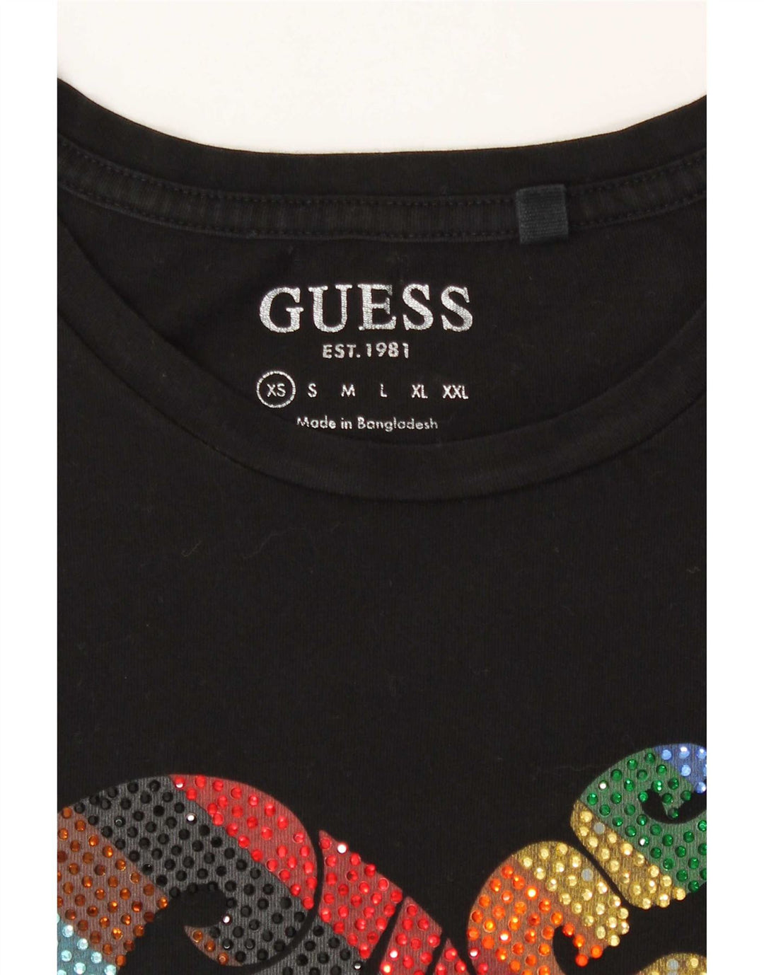 Guess Womens Oversized Graphic T-Shirt Top UK 6 XS Black