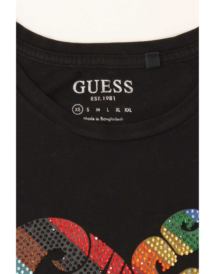 Guess Womens Oversized Graphic T-Shirt Top UK 6 XS Black