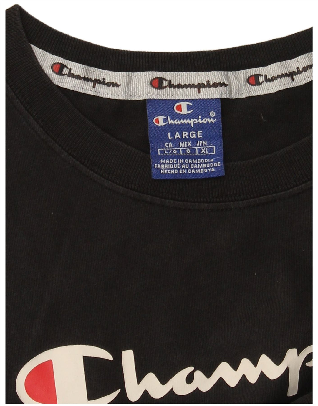 CHAMPION Womens Graphic T-Shirt Top UK 14 Large Black