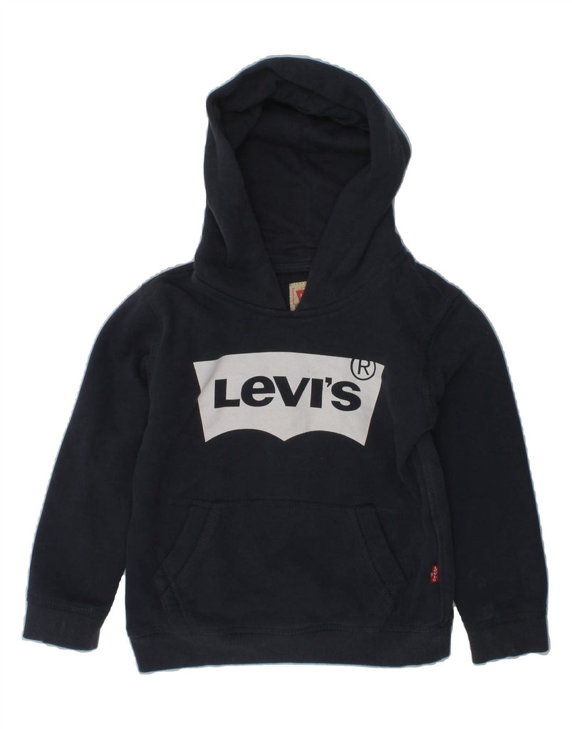 LEVI'S Boys Graphic Hoodie Jumper 3-4 Years Navy Blue Cotton | Vintage Levi's | Thrift | Second-Hand Levi's | Used Clothing | Messina Hembry 