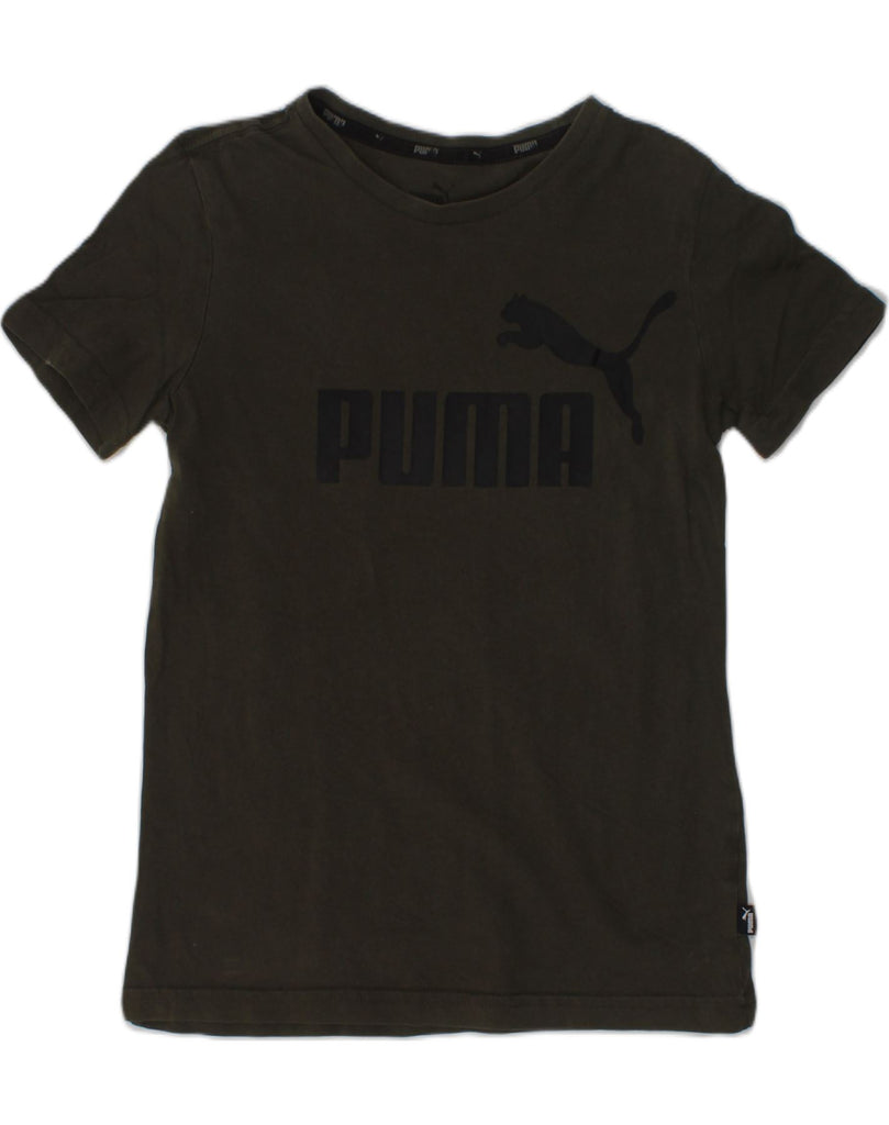 PUMA Boys Graphic T-Shirt Top 9-10 Years Khaki Cotton | Vintage Puma | Thrift | Second-Hand Puma | Used Clothing | Messina Hembry 