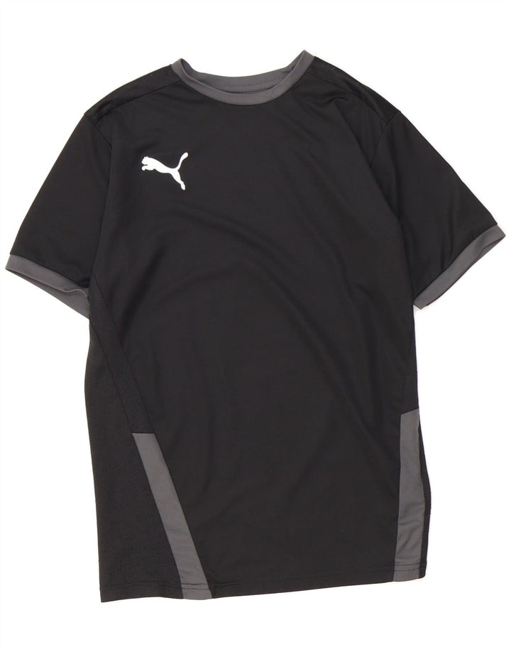 PUMA Boys T-Shirt Top 15-16 Years 2XL Black Colourblock Polyester Vintage Puma and Second-Hand Puma from Messina Hembry 