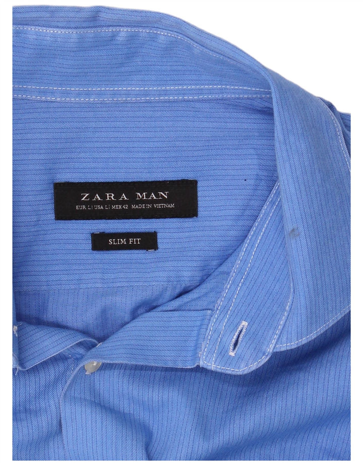 Zara Mens Slim Fit Shirt Large Blue