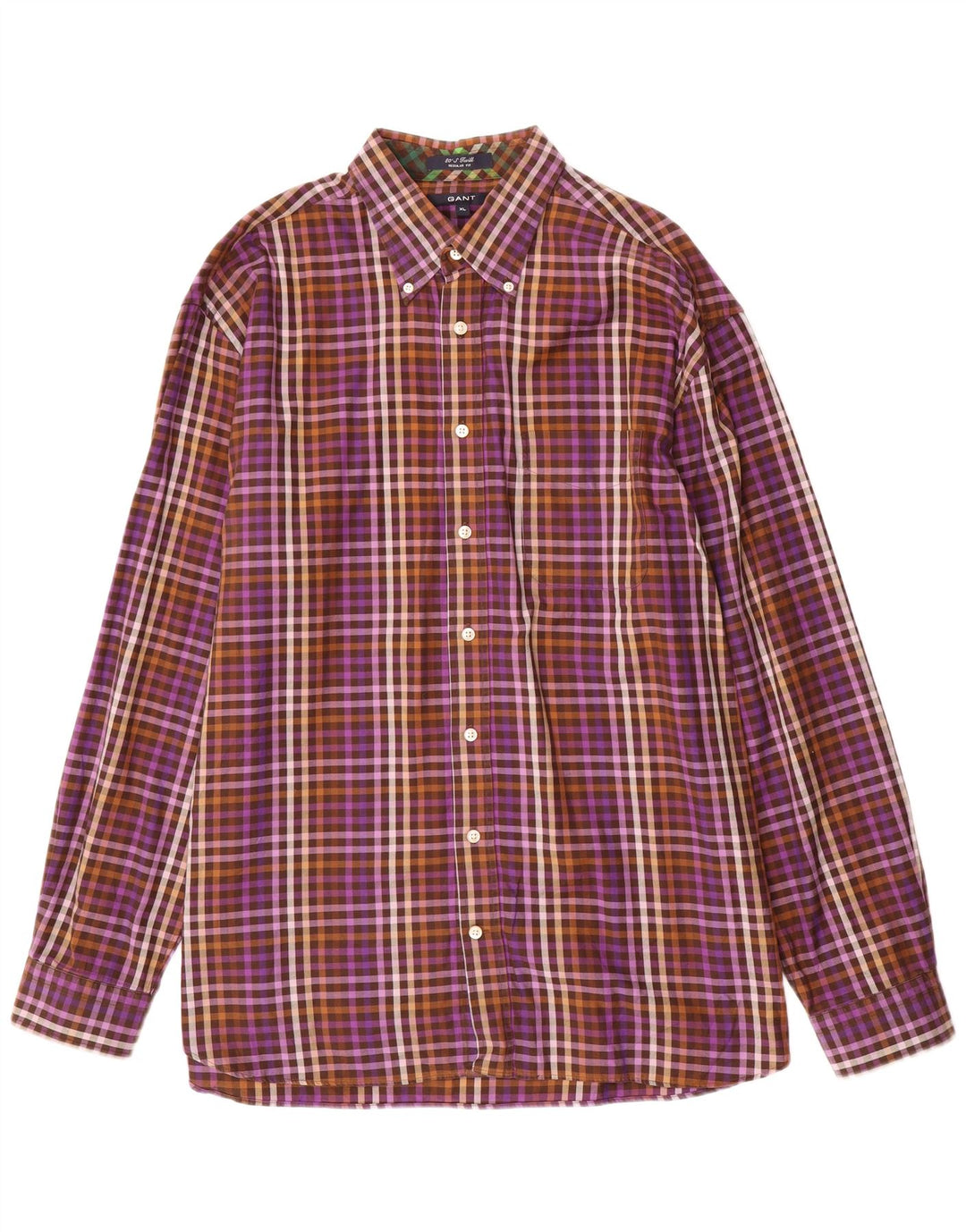 Gant Mens Regular Fit Shirt XL Purple Gingham Cotton