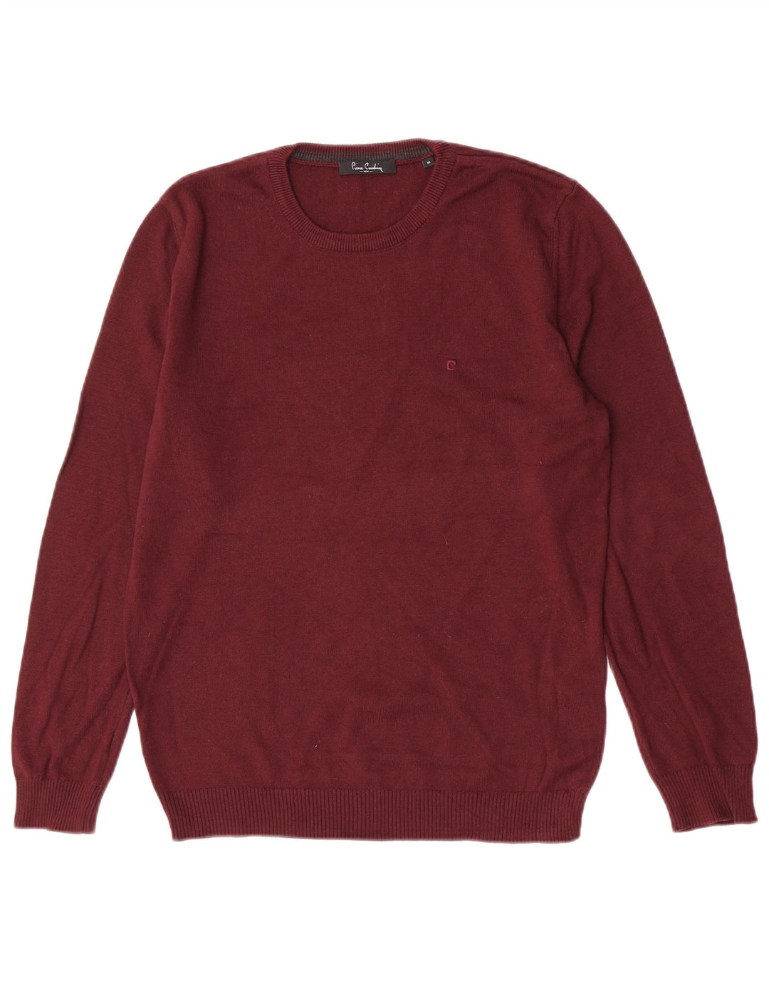 Pierre Cardin Mens Crew Neck Jumper Sweater Medium Burgundy Acrylic