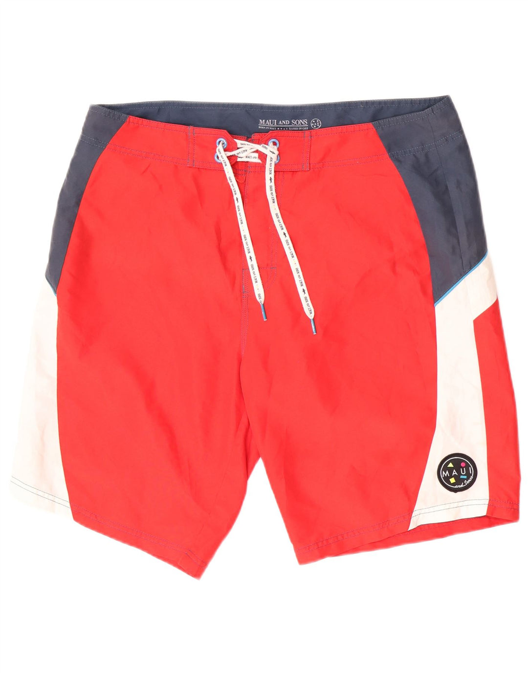 Maui and Sons Mens Swimming Shorts XL  Red Colourblock Polyester