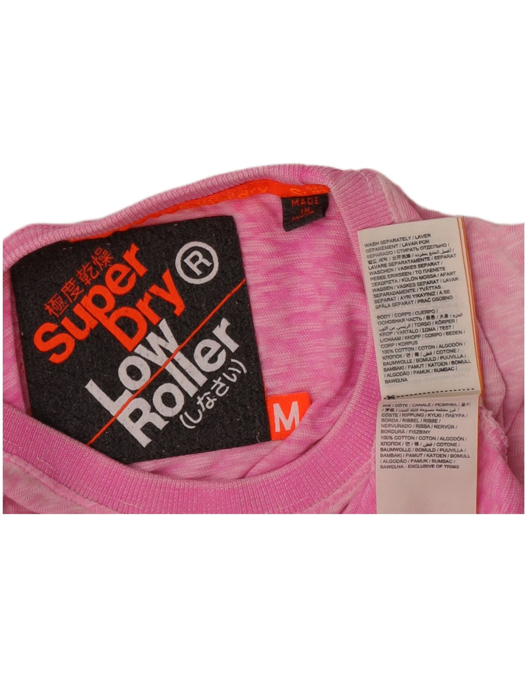 Superdry Mens T-Shirt Top Medium Pink Flecked Cotton