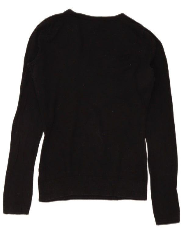Gap Womens V-Neck Jumper Sweater UK 10 Small Black Cotton