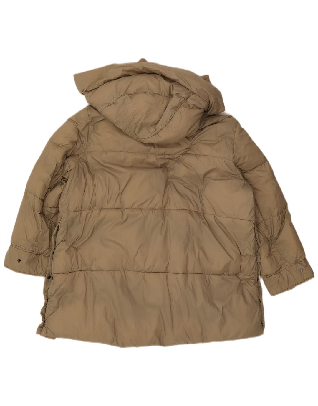 Zara Womens Hooded Oversized Padded Coat UK 18 XL Beige Polyester
