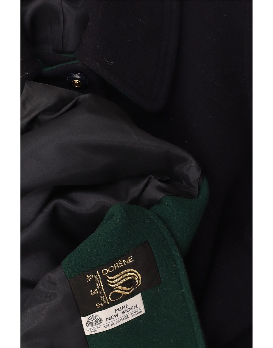 DORENE Womens Overcoat UK 12 Medium Navy Blue Wool