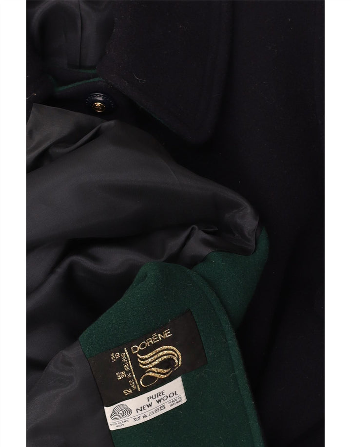 DORENE Womens Overcoat UK 12 Medium Navy Blue Wool