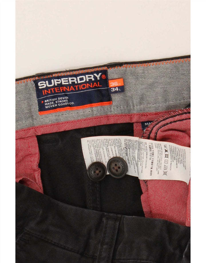 Superdry Mens Joggers Cargo Trousers W36 L30 Black Cotton
