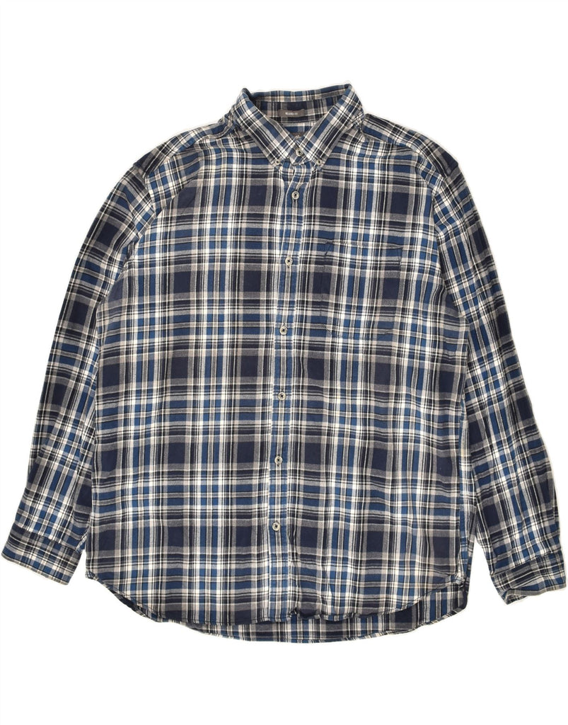 EDDIE BAUER Mens Relaxed Fit Shirt XL Navy Blue Check Cotton | Vintage Eddie Bauer | Thrift | Second-Hand Eddie Bauer | Used Clothing | Messina Hembry 