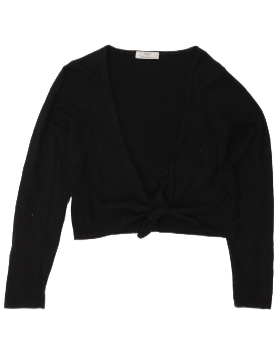 Marks & Spencer Womens Crop Cardigan Sweater UK 10 Small  Black Viscose