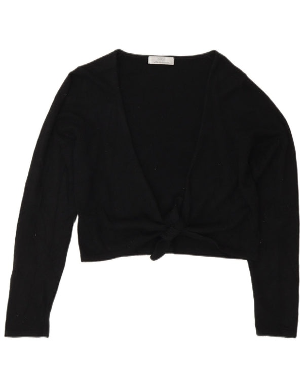 Marks & Spencer Womens Crop Cardigan Sweater UK 10 Small  Black Viscose