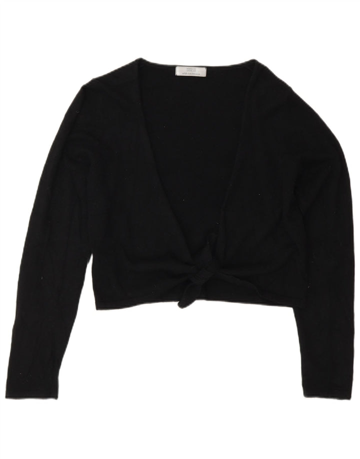 Marks & Spencer Womens Crop Cardigan Sweater UK 10 Small  Black Viscose