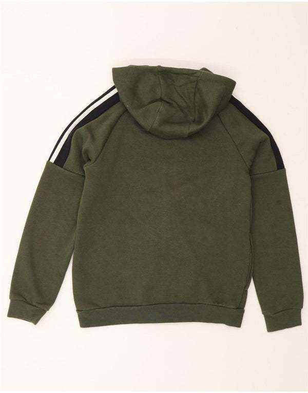 Adidas Boys Zip Hoodie Sweater 11-12 Years Khaki Colourblock Cotton