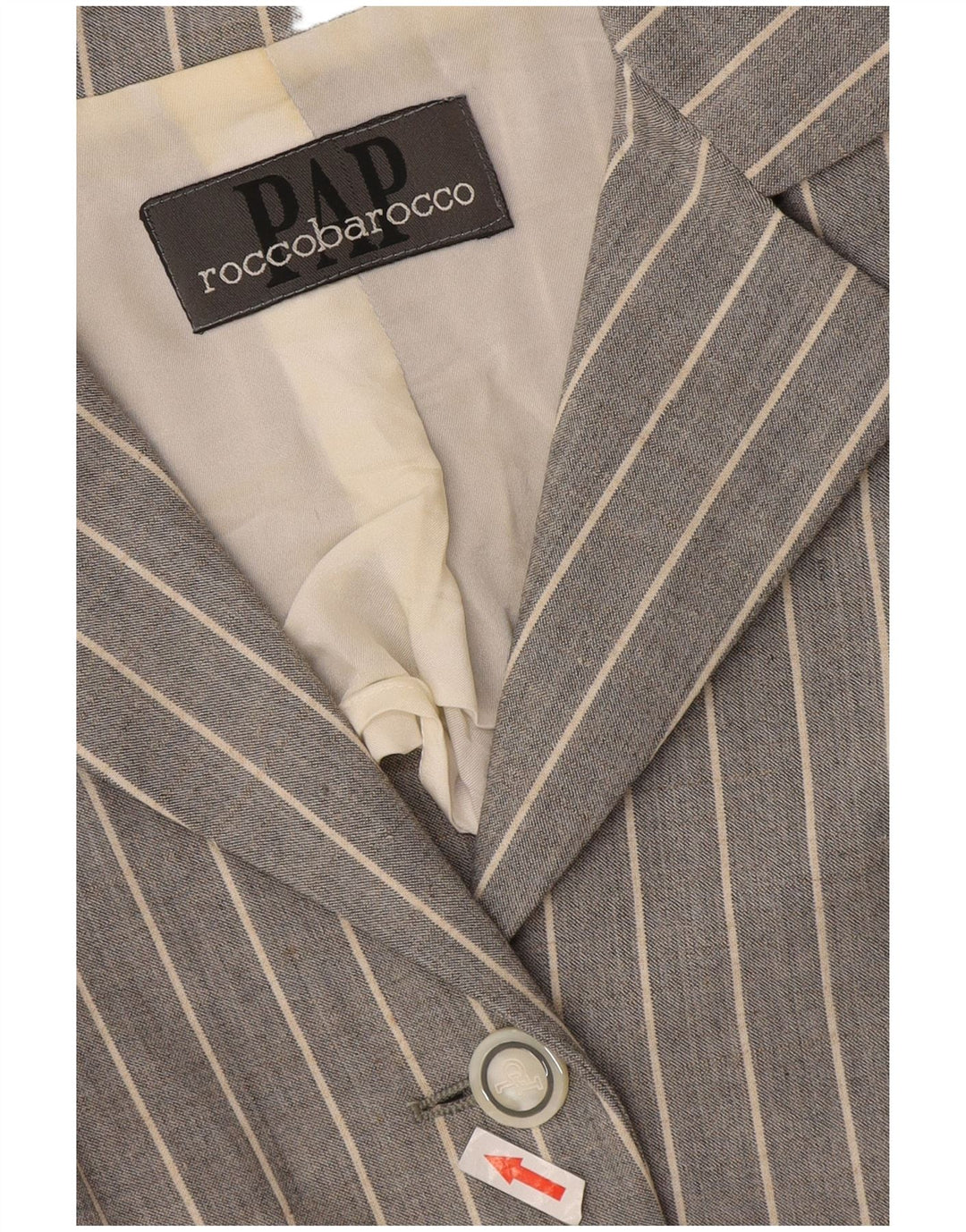 Roccobarocco Womens 4 Button Blazer Jacket UK 10 Small Grey Pinstripe