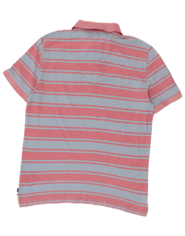 Nautica Mens Polo Shirt Medium Blue Striped Cotton