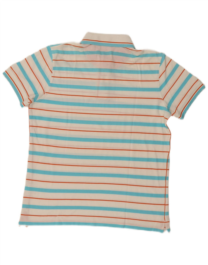 Hugo Boss Mens Slim Fit Polo Shirt Medium White Striped Cotton