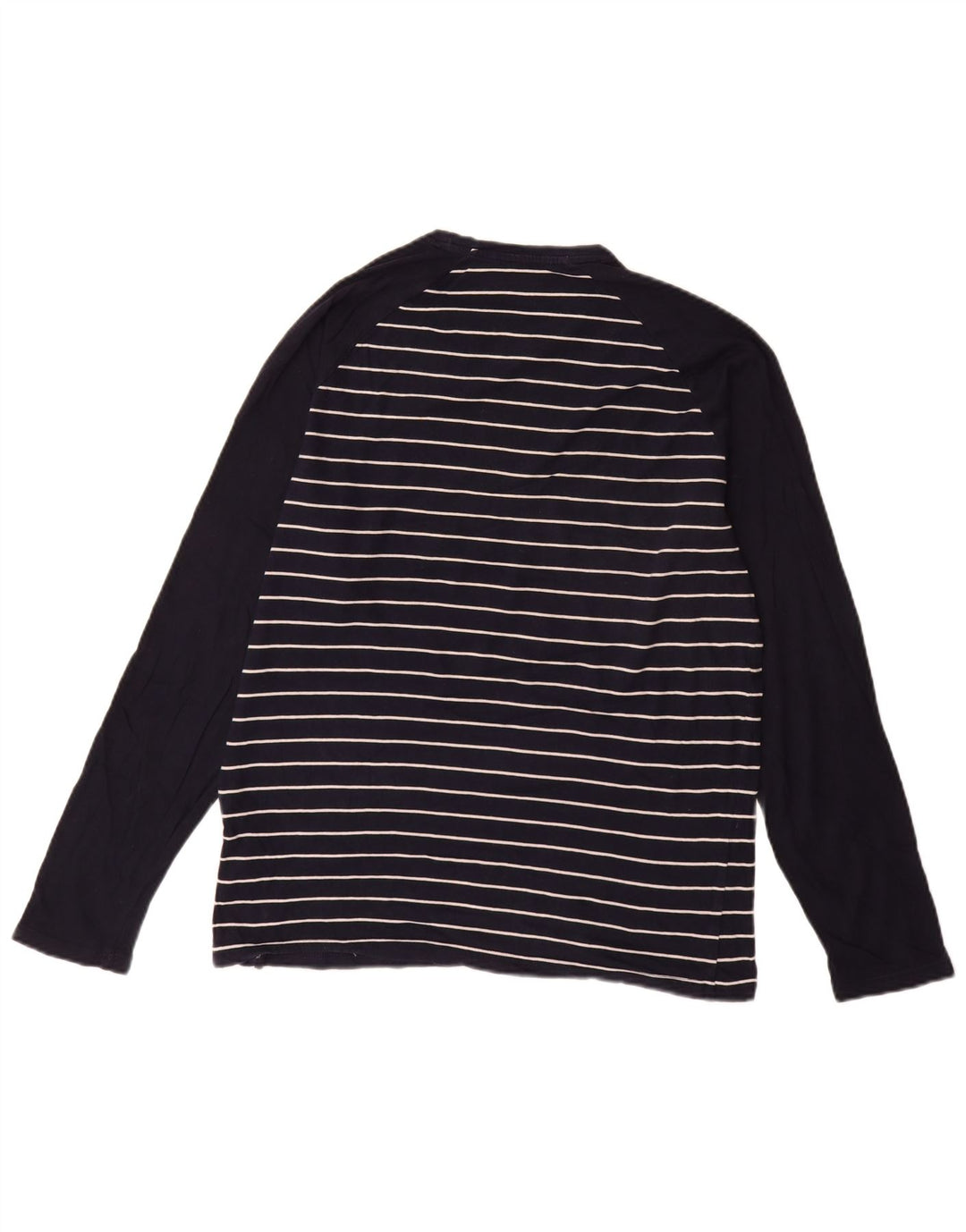 Marks & Spencer Mens Top Long Sleeve Medium Navy Blue Striped Cotton